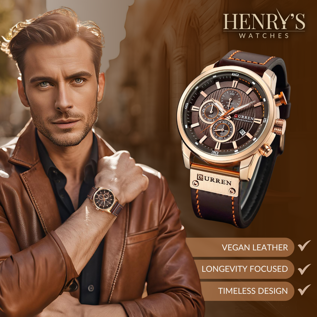 Elegant Quartz Watch with Leather Strap™ by Olsen & Olsen