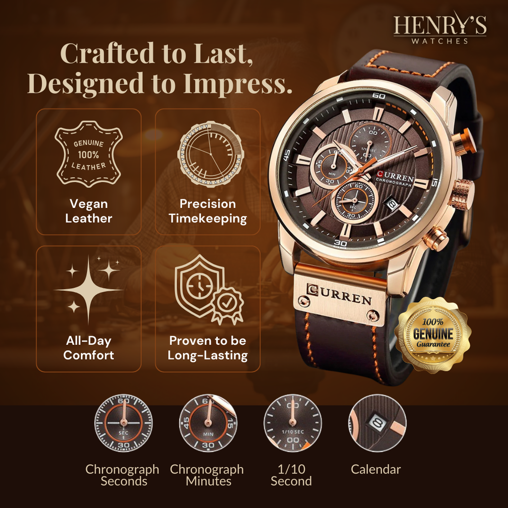 Elegant Quartz Watch with Leather Strap™ by Olsen & Olsen