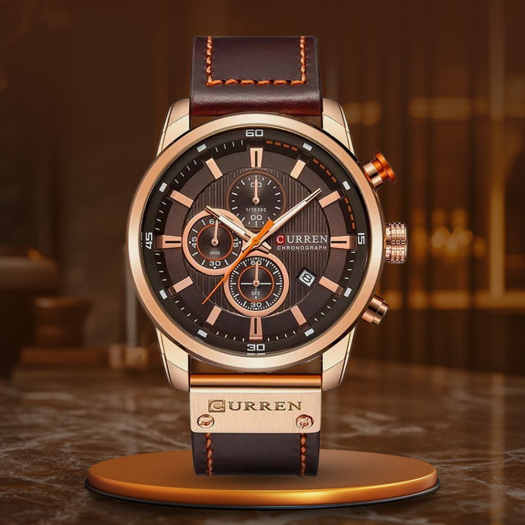 Elegant Quartz Watch with Leather Strap™ by Olsen & Olsen