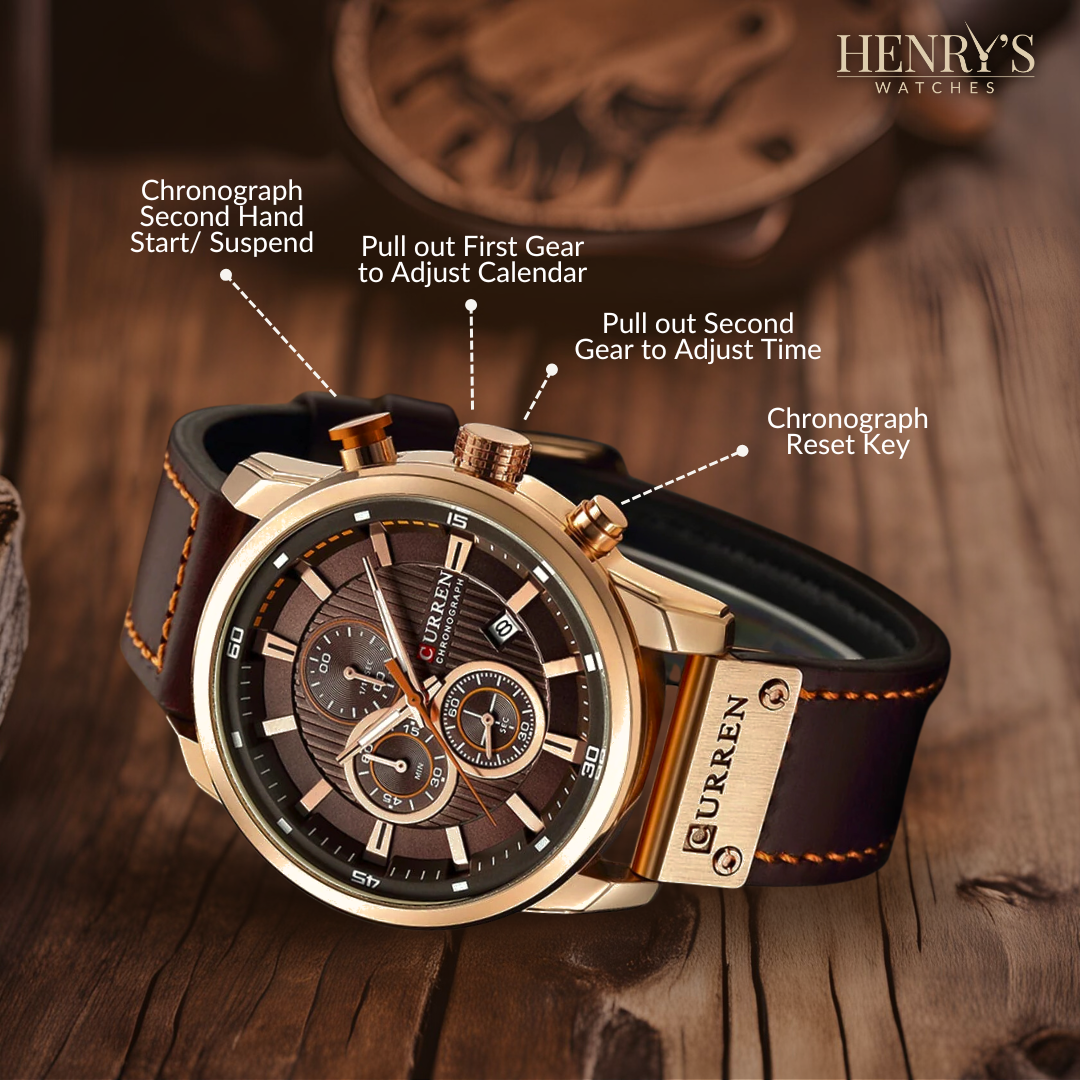 Elegant Quartz Watch with Leather Strap™ by Olsen & Olsen