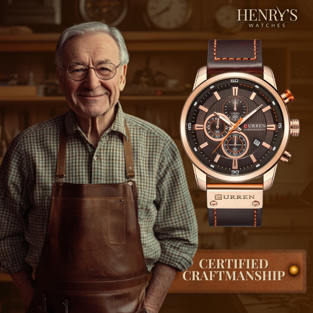 Elegant Quartz Watch with Leather Strap™ by Olsen & Olsen