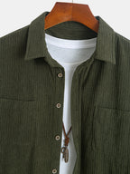 Long Sleeve Corduroy Shirt with Pocket and Buttons