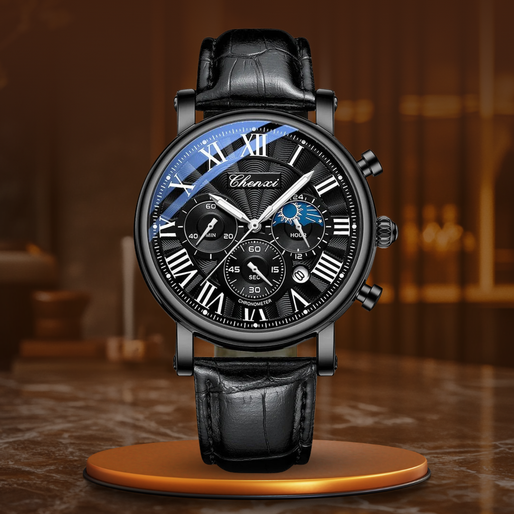 Luxury Leather Strap Quartz Watch™ - Olsen & Olsen