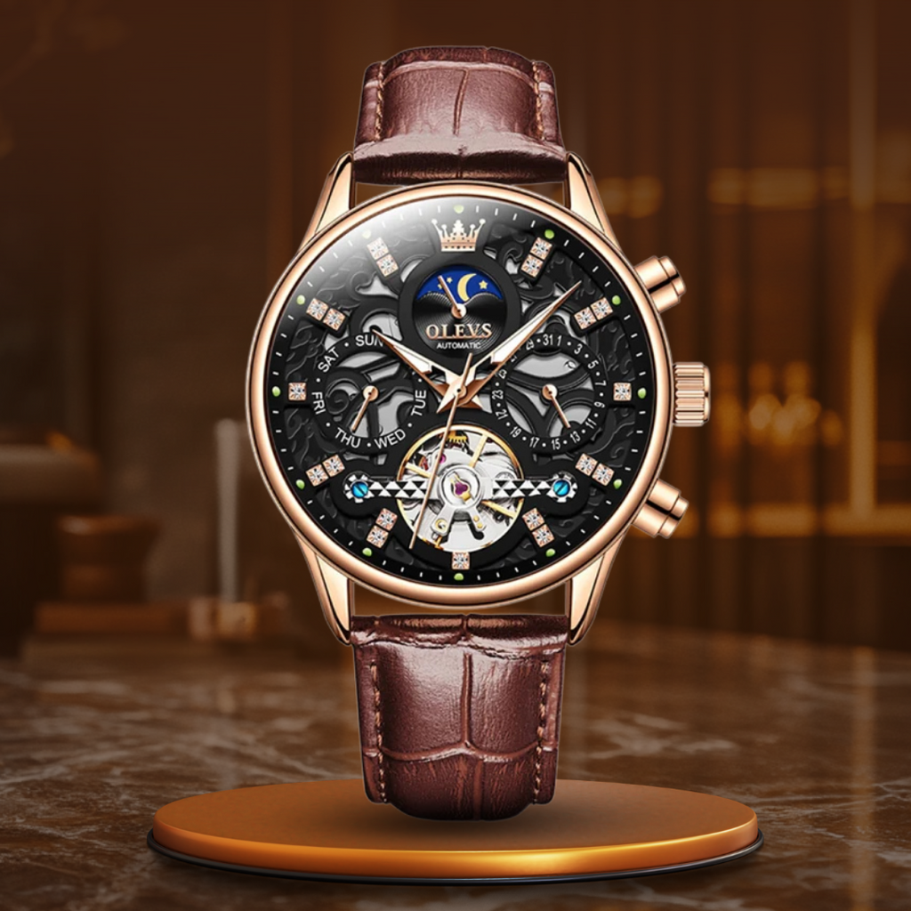 Mechanical Automatic Watch with Leather Strap™ - Olsen & Olsen