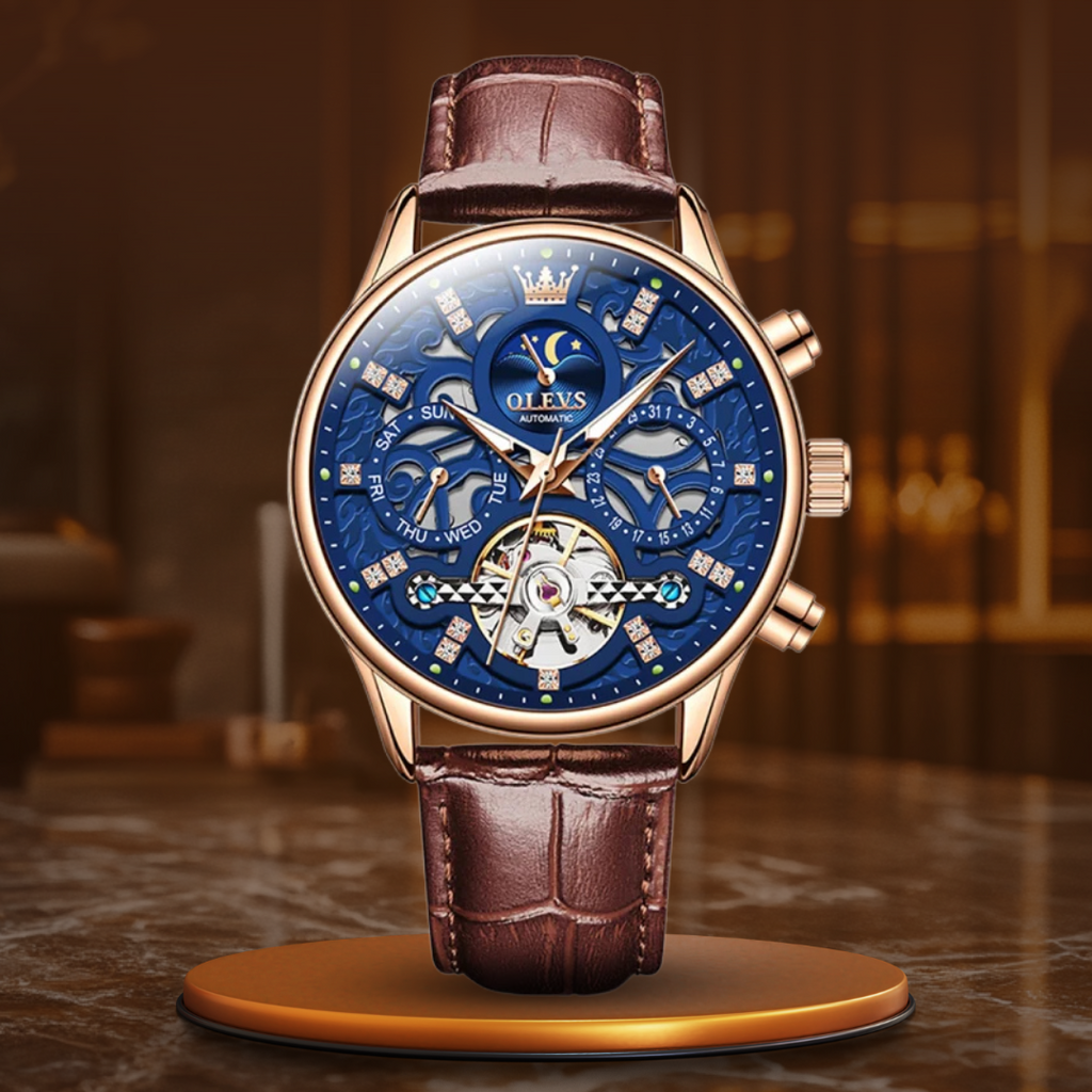Mechanical Automatic Watch with Leather Strap™ - Olsen & Olsen