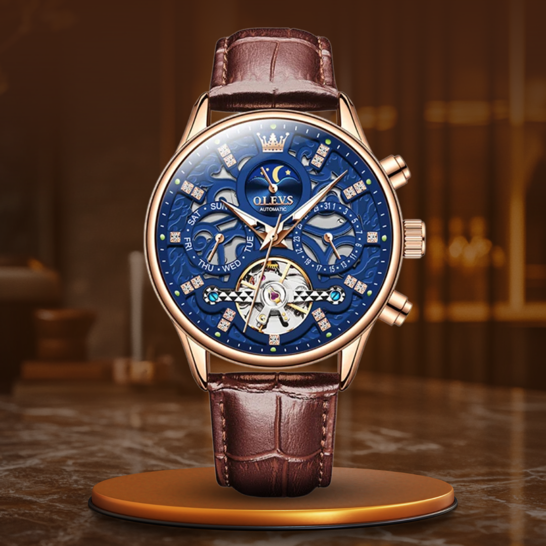 Mechanical Automatic Watch with Leather Strap™ - Olsen & Olsen
