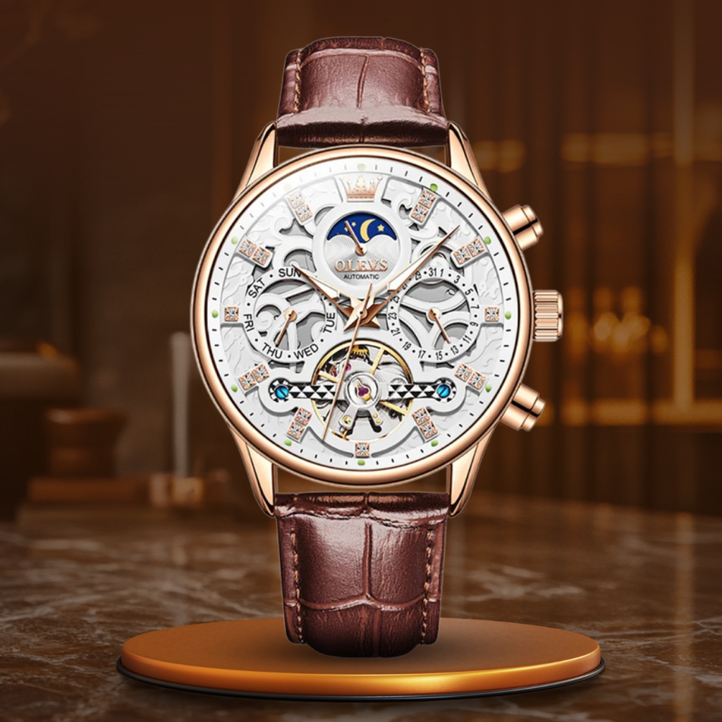 Mechanical Automatic Watch with Leather Strap™ - Olsen & Olsen