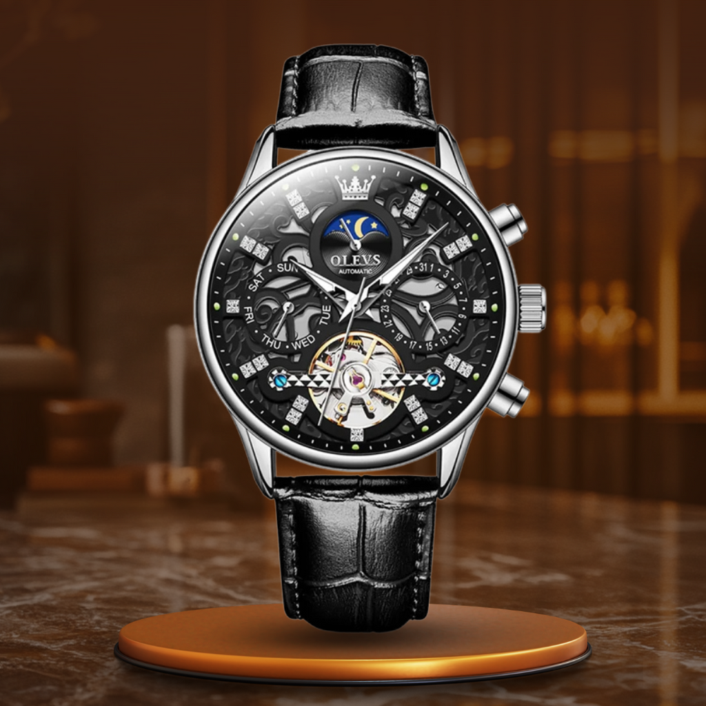 Mechanical Automatic Watch with Leather Strap™ - Olsen & Olsen