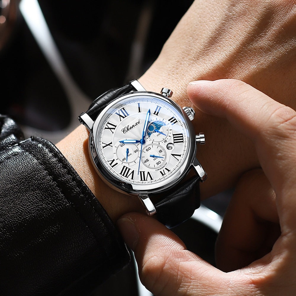 Luxury Leather Strap Quartz Watch™ - Olsen & Olsen