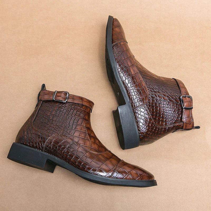 Dylan | Synthetic Leather Buckle Ankle Boots