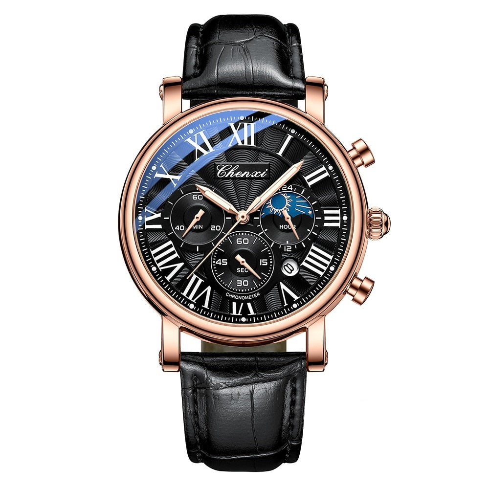 Luxury Leather Strap Quartz Watch™ - Olsen & Olsen