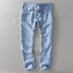 Harrington 100% Linen Trousers with Easy Waist Comfort
