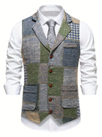 Matt | Patchwork Tweed Waistcoat with Herringbone Pattern
