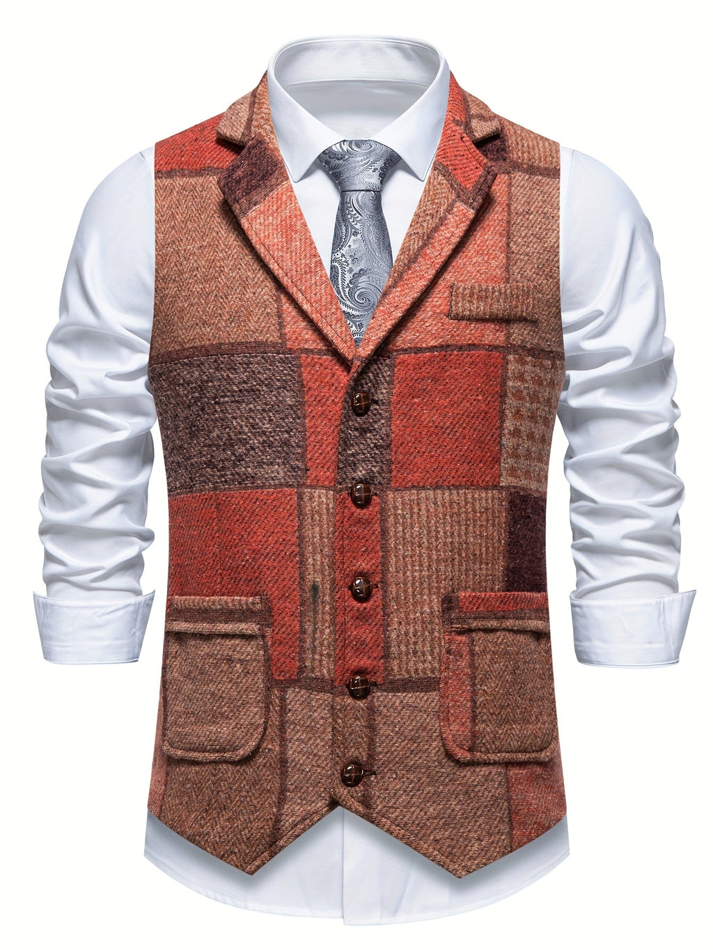 Matt | Patchwork Tweed Waistcoat with Herringbone Pattern