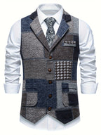 Matt | Patchwork Tweed Waistcoat with Herringbone Pattern