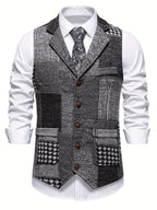 Matt | Patchwork Tweed Waistcoat with Herringbone Pattern