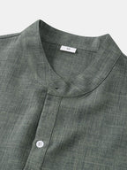 Short Sleeve Linen Henley Shirt