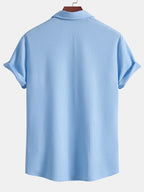 Muscle Ribbed Button-Up Shirt