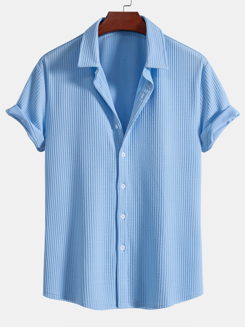 Muscle Ribbed Button-Up Shirt