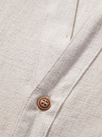 Linen and Rayon V-Neck Short Sleeve Shirt