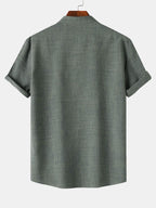 Short Sleeve Linen Henley Shirt