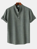 Short Sleeve Linen Henley Shirt